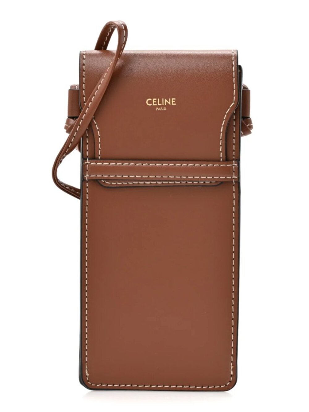NWT Authentic Celine Tan Leather Crossbody Phone & Sunglasses Pouch